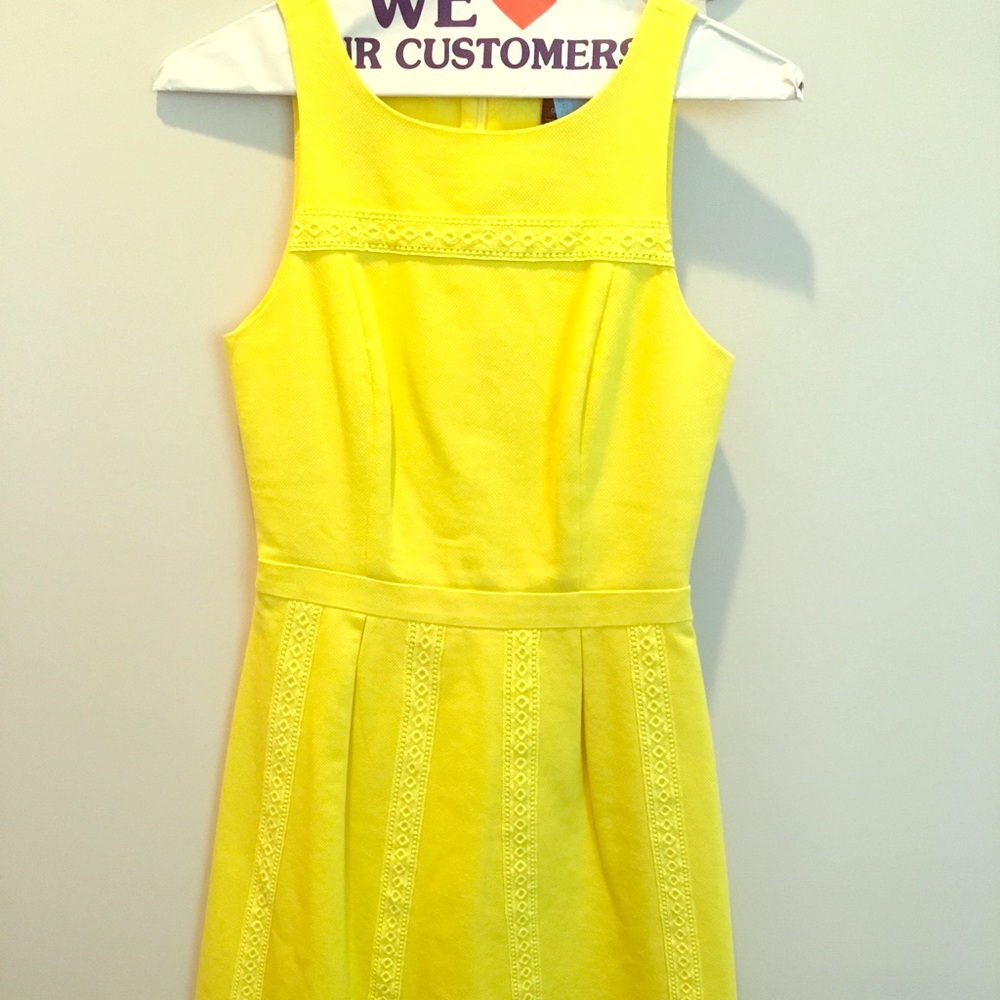 J Crew yellow fit and flare dress
